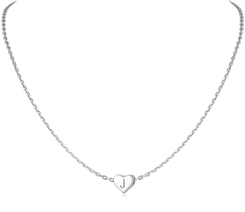 Silvora Buchstaben Kette Initial J 925 Silber Halskette mit Buchstaben Anhänger 40cm+5cm Damen Kette Geburtstag Geschenk für Mädchen