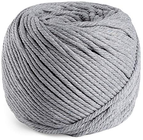 Anstore Makramee Garn 4mm x 100m Baumwollkordel für DIY Handwerk, Makramee Kunst, Gartenschnur, Geschenke Verpacken (Hellgrau)