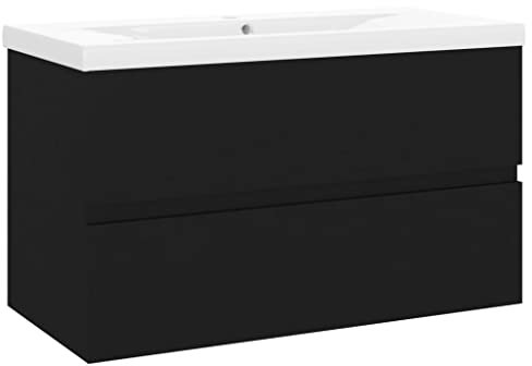 vidaXL Mobile con Lavabo Integrato Nero in Legno Multistrato