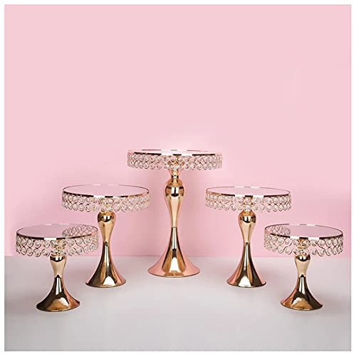 KELUNIS Alzata per Torta Dorata per Matrimonio, Set di Supporti per Cupcake Rotondi, Piatti da Esposizione per Dessert per Feste di Compleanno, 5 Set (3 Dimensioni),d'oro