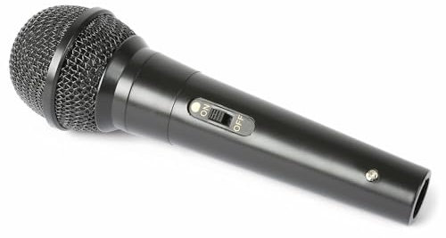 Fenton DM100 Microphone Dynamique - Microphone Filaire, Noir, Cordon de 3 Mètres, Jack 6,35mm Male, Interrupteur Marche/Arrêt, Impédance 600 Ohms