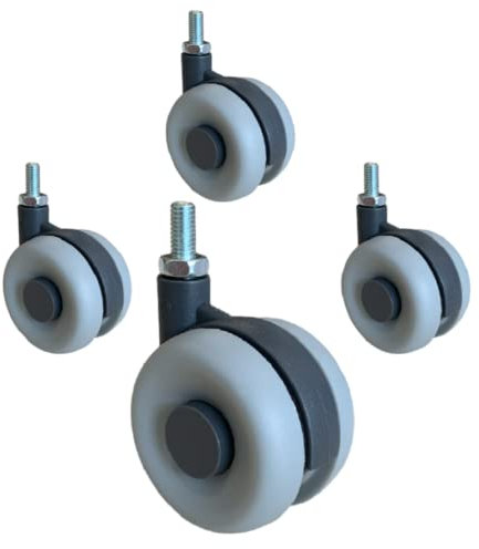 4x Design Doppelrollen Kunststoff 60mm Lenkrollen Bremsrollen Transportrollen ROBBY