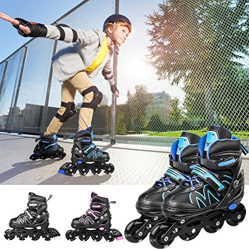 HWGING Inline Skates Kinder Teenager, Kinder/Jungen/Mädchen Einstellbare Rollschuhe Kinder, Dreifach Schutz Leichte Inline Skates Inliner Gute Kinder
