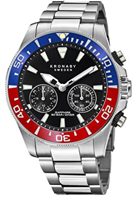 KRONABY Uhr Smart Herren Hybrid aus Edelstahl 316l | Analog-Smartwatch, Wasserdicht 20 ATM S3778/4, Musiksteuerung, Schrittzähler, Anrufbenachrichtigung und -ablehnung, Diver