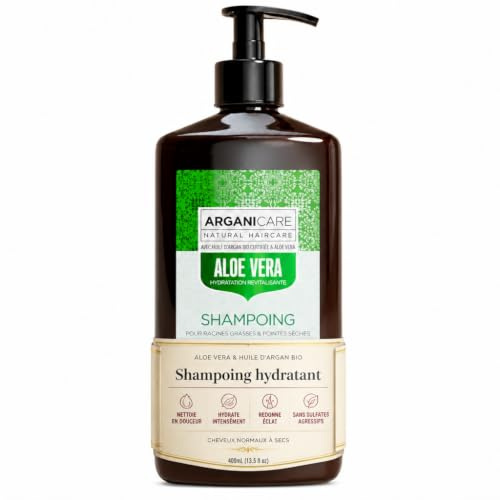 Arganicare Aloe Vera vitaliserande schampo - Snabb återfuktande torr hårvård - flaska 400 ml