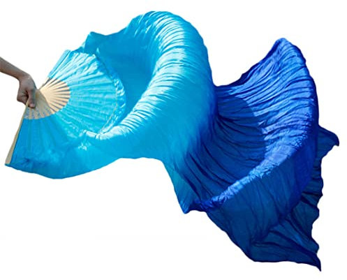 1 Paar/1 Stück Kunstseide Bauchtanz Schleier Fächer Rippen handgefertigt gefärbt Leistung lange Fächer Bauchtanz Kunstseide Fans Figur 5 1 Stück rechte Hand 150 cm
