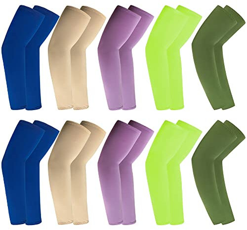 Running Ärmlinge für Damen Herren,10 Paar Kühlung UV-Schutz Arm Sleeves,Arm Ärmel ​mit UV Sonnenschutz,Tattoo Abdeckung Armstulpen für Damen Herren Radsport Wandern Laufen Golf Basketball Fahren