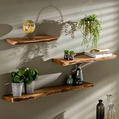 RINGO-Living Wandregal mit Ablage - 90cm Vintage Holz Regal für Lego, Bilder, Pflanzen & Deko - Organizer für Dein Schlafzimmer, Wohnzimmer & Kinderzimmer - Schweberegal für Deine Wohnwand