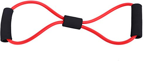 Figure 8 Resistance Band, Arm Back Shoulder Training Elastic Rope, Stretch Fitness Exerciser, Rubber Resistance Tube, Foot Leg Stretcher for Yoga Gym Stretching Physical Therapical Home Workout(Red)