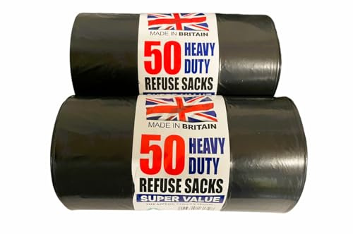 AMD Nexus 100 Refuse Sacks | Black | Kitchen Bin Liners | Bin Liner | Bin Bags | Strong Waste Bags | Dustbin Bags