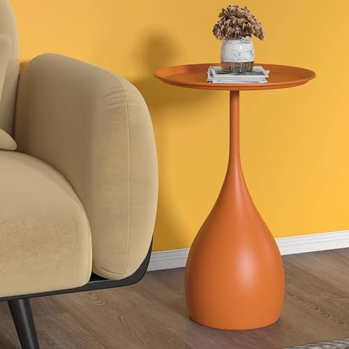 Yesbon Beistelltisch Rund, Couchtisch rund Kleiner Tisch Wohnzimmertisch Wohnzimmer Tisch, Nachtisch Sofatisch für Schlafzimmer für Couch, Nachttisch,Orange