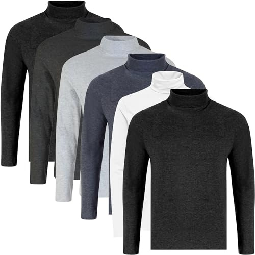 Mens 6 Pack Shirts Plain Roll Neck Basic T Shirt Top Multi Pack Set