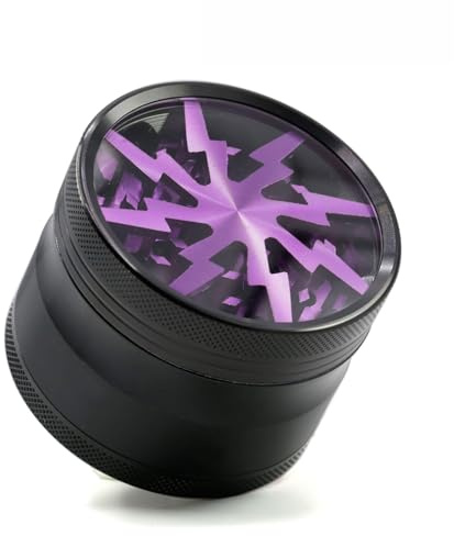 Vgzsyomqib Lila Grinder Edelstahl 63mm Gewürzmühle Crusher Mühle Groß Metall 4 Teilig Set für Spice Gewürze Herb Schwarz Kräutermühle Mill mit Pollenfach - Blitz Violett