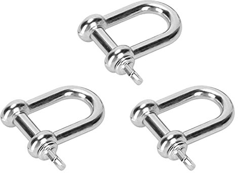HERCHR D-förmiger Schäkel, 3 Stück, 3 cm, Robuste Zinklegierung, U-Schnalle, Flacher Kopf, D-Ring-Schloss, Bogenschäkel Für Paracord-Armband, Überlebensseil