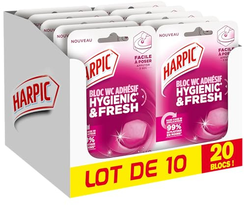 Harpic - Lot de 10x2 Blocs WC adhésif Hygienic & Fresh Douceur Florale