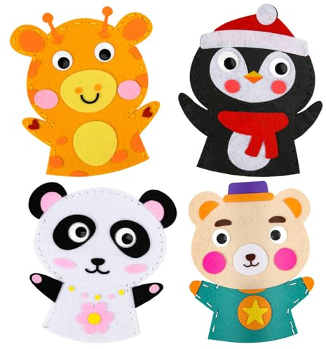 EQLEF Filz Nähset Kinder Tiere, 4pcs Puppen Selber Machen Set Tiere Nähen Kinder Nähset Anfänger Kuscheltier Nähen Set für Anfänger Jungen und Mädchen (B)