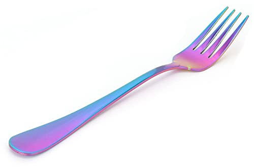 Uadme Lot de fourchettes de table en acier inoxydable de style occidental aux couleurs des arcs-en-ciel, adaptées pour restaurant, cuisine, maison