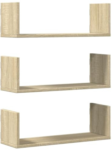 vidaXL Estantes Pared 2 uds Madera ingeniería Roble Sonoma 58x18x18 cm, Estante Flotante, Estante Flotante de Pared, Estante de exhibición de Pared