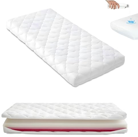Helios CoolDreams Matratze für Kinderbett, 60 x 120 cm, viskoelastisch, mit Reißverschluss, DryCore+-Technologie, atmungsaktiv, verhindert Ersticken und Schimmel. Inklusive Matratzenschoner. Für Ruhe