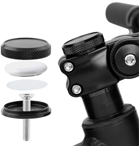 MUQZI AirTag Fahrradhalterung, Versteckte Vorbaukappenhalterung für Apple AirTag, GPS Tracker Wasserdicht, Schwarz