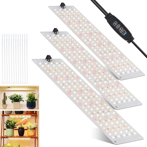 idudu 3Stück Pflanzenlampe LED Vollspektrum, Pflanzenlicht mit 405 LEDs, Pflanzenleuchte Wachsen licht für Zimmerpflanzen Grow Light mit Zeitschaltuhr, 10 Arten von Helligkeit (3Stück)