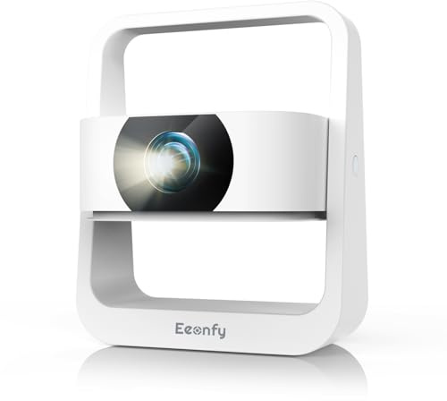 [App Integrata] Eeenfy Proiettore Portatile, Proiettore Android 13.0 con 350ANSI, 1080P Supporto, E-Focus/Keystone, Proiettori WiFi6 Bluetooth5.2, Videoproiettore 4K per Esterni/Home Cinema, Bianco