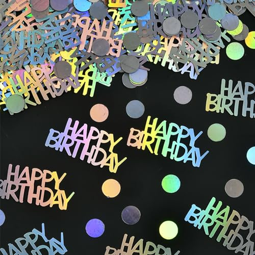 DazzJoy Glitzer Konfetti Deko für Geburtstag 1-4,4cm, 250 Stk Happy Birthday Luftschlangen für Frau & Mann, Mädchen & Junge, Streudeko Confetti