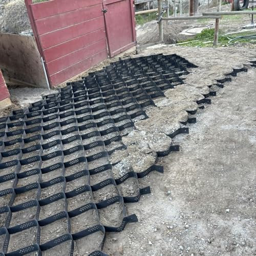 Geogitter 10 Cm Hohes Einfahrtsgittersystem, Kunststoff-Geogitter, Gehwege, Bodenpflaster, Geozelle, Schwarzes Geogitter Für Schutz Von Wohnmobilparkplätzen(1x1m)