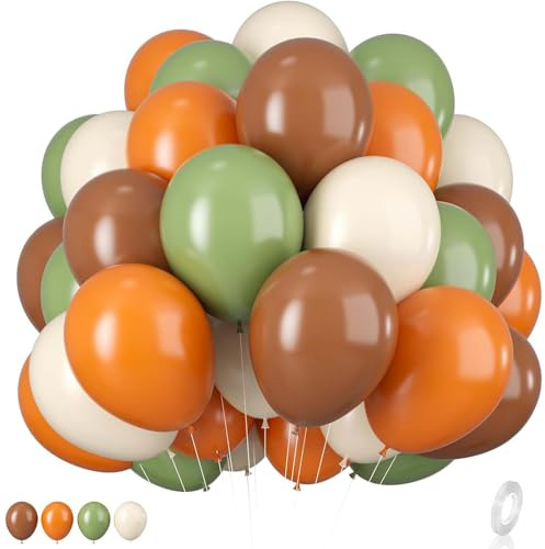 Fesnova Meerjungfrau Grün Orange Braun Creme Luftballons,30 Stück 10 Zoll Latex Luftballons Geburtstag Set,für Herbstdeko Thanksgiving Wald Party Kinder Geburtstag Babyparty Dekoration