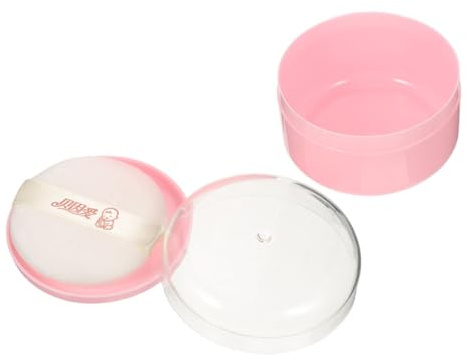 ASAKKURA Leere Puderquastenbox Kompakt Mit Puderquaste Schnelltrocknend Tragbar Für Körperpuder Unterwegs Rosa