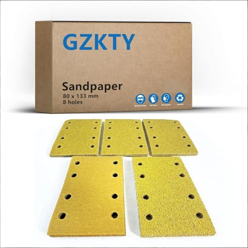 Schleifpapier 80x133 C470 klett, 105 Blätter Set, Ø 80 x 133 mm | 7 Körnungen 40/60/80/120/180/240/320, 8-Loch, für Schwingschleifer