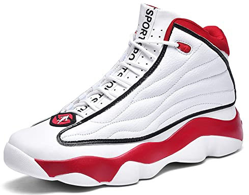 Höga basketskor Herr Dam Andningsbara Snörskor for Löpning, Halkfri Sula, Lättviktig Slitstark SPORTStil(Red,45 EU)
