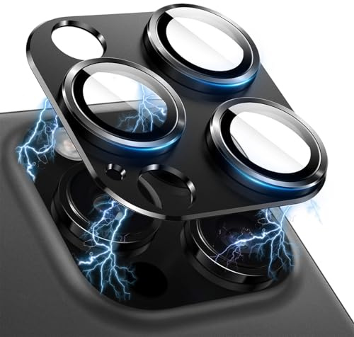 Nevoluxer Protezione per fotocamera per iPhone 16 Pro 6,3 pollici e per iPhone 16 Pro Max 6,9 pollici, copertura completa 9H vetro temperato anello copertura piastra metallica opaca, 1 pezzo (nero)