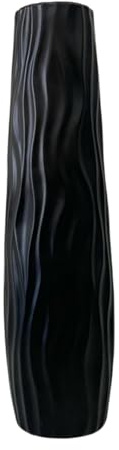 KESOTO Floor Vases for Flowers, Vases for Decor, Modern Design Decorative Flower Vase, Unique Texture Tall Vases Floor Standing for Home, Living Room, Dining Table, Farmhouse, Office Decor, Black