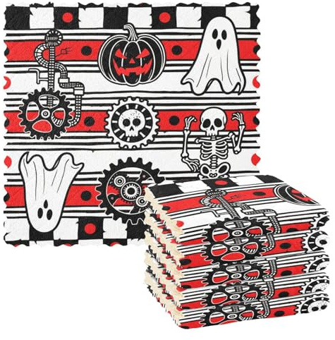 Halloween Red Industry microfiber cleaning cloths 6 Pack kitchen hand towels absorbent decor toallas de microfibra para limpieza 11x11in