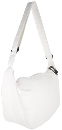 Genérico Bolso Bandolera de Lona Blanco para Mujer Bolso Cruzado Compacto Cremallera Bolsa Casual Ligera para Uso Diario y Ocio Adecuado para Estudiantes y Salidas