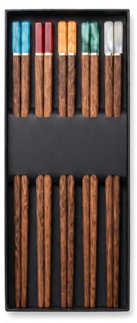 Essstäbchen aus Holz, 5 Paar, EssstäBchen Holz Wiederverwendbare Natürliche Japanische Holzstäbchen, Geschenkbox, Essstäbchen Spülmaschinenfest, Anti-Rutsch für Sushi Asiatische Gerichte