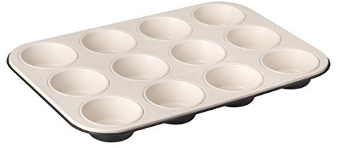 Zenker 12er-Muffinform Ø 7 cm CREME NOIR, Muffinbackform aus Stahlblech, Backblech mit keramisch verstärkter Antihaftbeschichtung (Farbe: Crème/Anthrazit), Menge: 1 Stück
