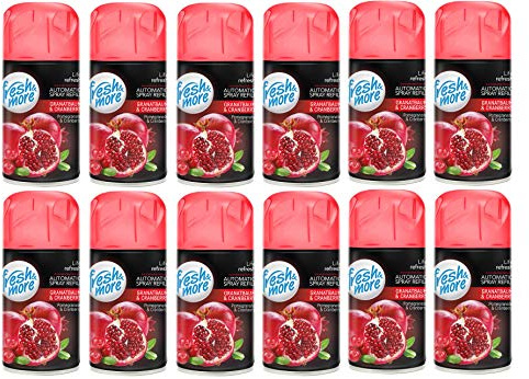 Fresh & More Lufterfrischer Nachfüller Granat&Cranberry 250ml (12er Pack) | Raumduft-Spray-Nachfüller, kompatibel mit Freshmatic Max, fruchtig-herber Granatapfel-Cranberryduft