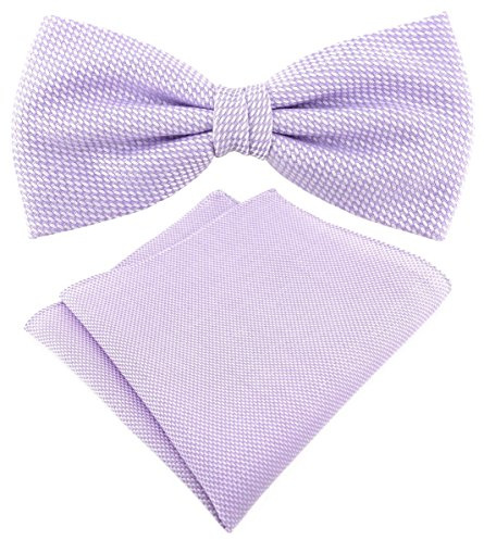 TigerTie Designer Fliege Pique in Unicolor gemustert, vorgebundene Schleife 100% Baumwolle + Einstecktuch + Fliegenaufbewahrungsbox