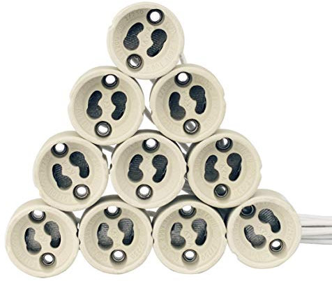 EACLL GU10 Lampenfüße Sockel, Lampenfassung aus Keramik, 10er-Pack, Sparsame und Praktische, mit Hochwertigem Silikonkabel, Anschließen Fassungen für GU10 LED Lampen und Halogen