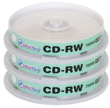 30 Pack Smartbuy CD-RW 1-12X 700MB/80Min High Speed Branded Logo Rewritable Blank Data Media Disc