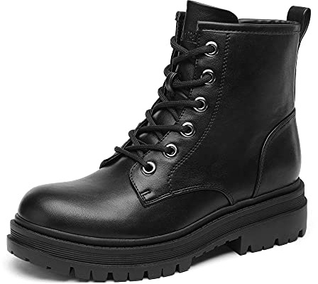 DREAM PAIRS Stivaletti da Combattimento con Lacci Neri per Le Donne Tomaia Idrorepellente Stivaletti Donna Stivali Donna