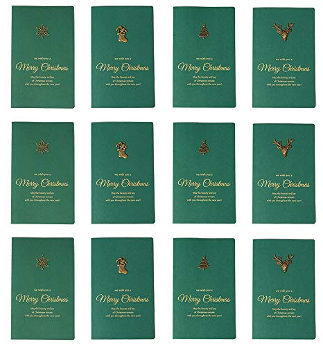Shulaner 12 Stück Blanko Vintage Weihnachtskarten mit Umschläge set, Frohe Weihnachten, Frohes Fest, Vintage Merry Christmas Greeting Card grußkarten weihnachten geschäftlich