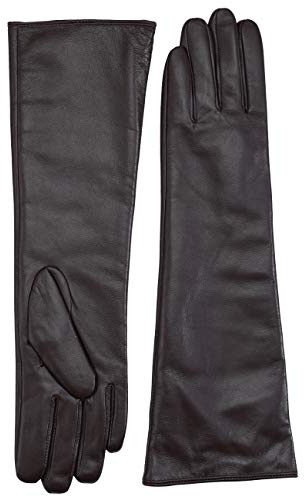 VIKIDEER Elegante Winter Schwarze Lange Lederhandschuhe für Damen Vollständige Touchscreen Damen Warme Gefütterte Echte Lederhandschuhe, Medium