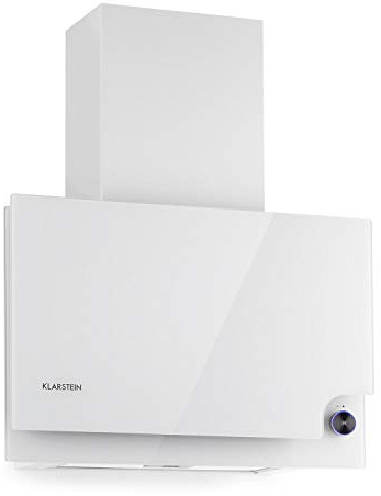 Klarstein Amelia - Campana extractora de pared, Potencia de 123 W, Extracción 586 m³/h, 3 niveles de potencia, Control táctil iluminado, Iluminación LED, Diseño plano, 60 x 47 x 23,5 cm, Blanco