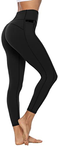 Persit Damen Sport Leggins mit Taschen, Blickdicht Sporthose Yogahose Streetwear
