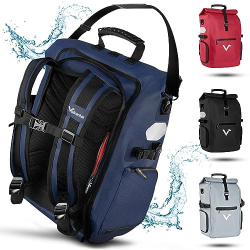 Valkental® - 3in1 Fahrradtasche Pro - Das Original - Hochwertiges Nylon - 23L Volumen - Geeignet als Gepäckträgertasche, Rucksack & Umhängetasche - 100% Wasserdicht - Fahrradtasche für Gepäckträger