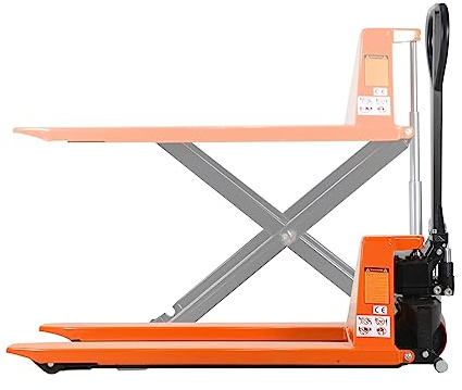 Tory Carrier High Lift Pallet Jack Scissor Hand Truck 45 L x 21 W Fork Size 2200lbs Capacity Manual Lift Trucks 31.5 Lifting Height for Open Bottom Pallets