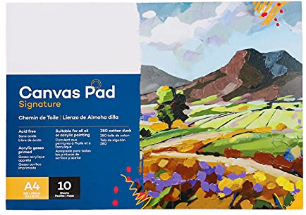 10 Sheets 29.7 * 21 cm Canvas Paper Pad Acrylic Oil Painting Pad Glue Bound Multimedia Paper for Artist Painting Lover Amateurs